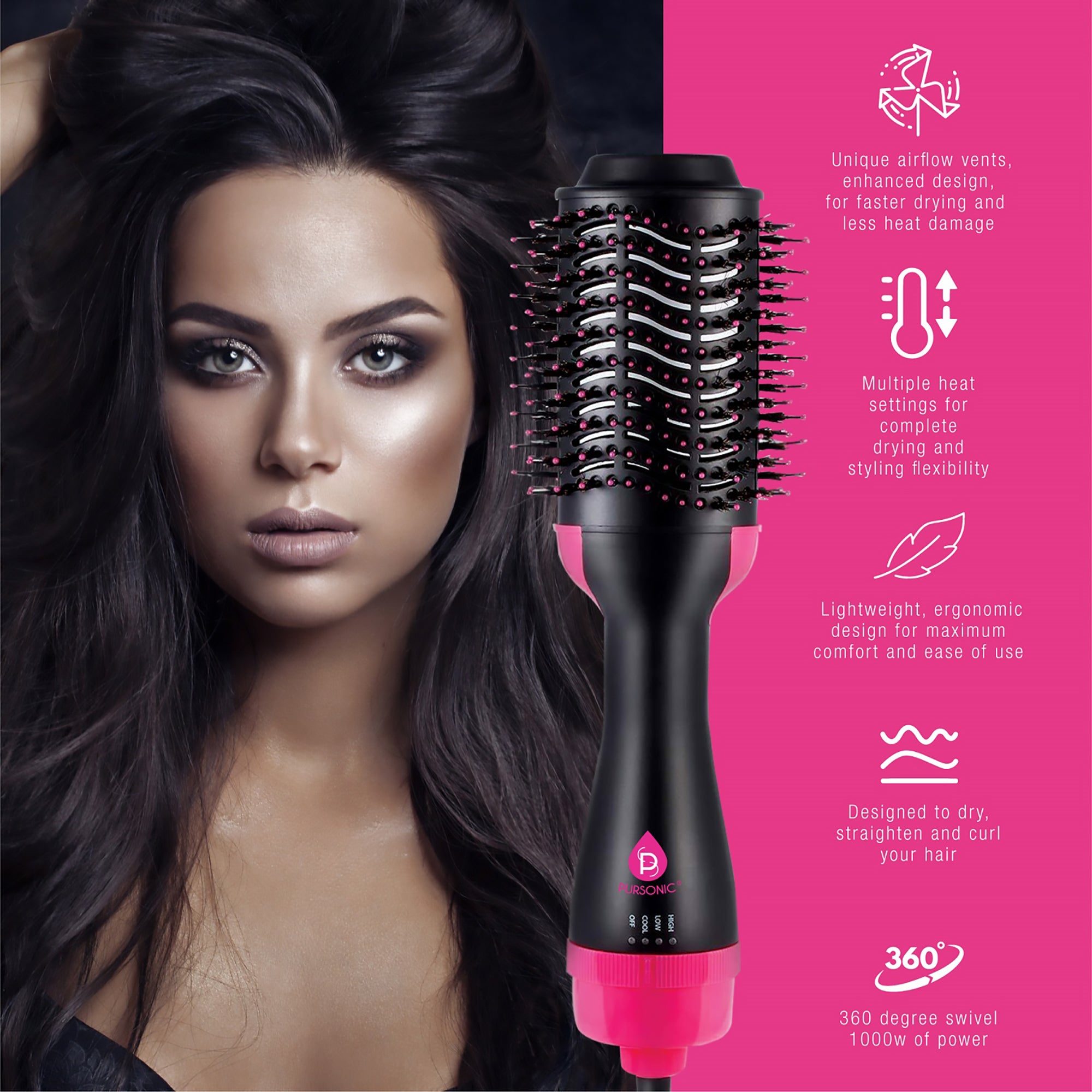 The Pursonic Dimmable LED Vanity Mirror & One Step Volumizing Hair Dryer - Image 2